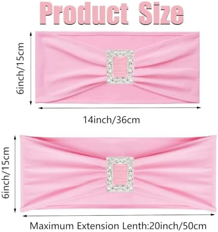 50 PCS Spandex Pink Chair Sashes Bows Stretch Chair Cover Band - Image 2