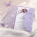 50Pcs Light Purple Wedding Invitations with Envelopes and RSVP Cards - Image 3