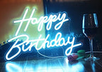 LED Neon Happy Birthday Sign Night Light Birthday Party Decorations Ice Blue USB Operated Decorative for Backdrop Party Bedroom Wall Décor 5v - Image 3