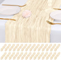28 Pack Ivory Cheesecloth Table Runner 17x108 Inch Semi Sheer Boho Gauze Cheese Cloth Fabric Table Runners, for Wedding Party Baby Shower Birthday Home Decor Garden Farmhouse by Unknown