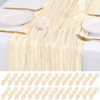 28 Pack Ivory Cheesecloth Table Runner 17x108 Inch Semi Sheer Boho Gauze Cheese Cloth Fabric Table Runners, for Wedding Party Baby Shower Birthday Home Decor Garden Farmhouse by Unknown