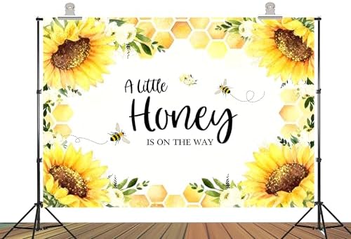 20x10ft Fabric Sunflower Honey Bee Baby Shower Backdrop, Watercolor Floral Background with Honeycomb Pattern, Baby Shower Party Decorations, Birthday Festival Photo Booth Props - Image 2