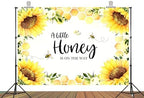 15x10ft Fabric Sunflower Honey Bee Baby Shower Backdrop, Watercolor Floral Background with Honeycomb Pattern, Baby Shower Party Decorations, Birthday Festival Photo Booth Props - Image 2