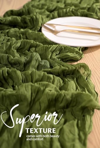 18 Pack Cheesecloth Table Runner 10FT Olive Green Table Runner Boho Gauze Cheese Cloth Table Runners Long Rustic Sheer Table Decorations for Wedding Party Baby Bridal Shower Birthday Holiday Home - Image 4