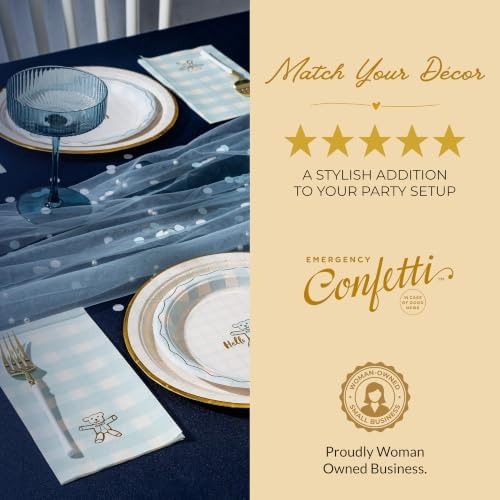 Baby Shower Celebration, Stylish Tableware Set for 8 Guests – Blue/White - Image 6