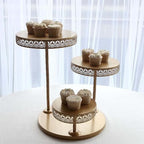 Efavormart 3-Tier Gold Metal Cupcake Tower Dessert Stand, Hollow Lace Design Round Tiered Cake Stand - 21" - Image 5