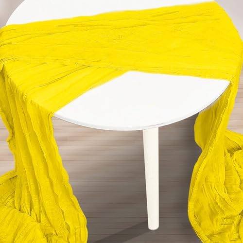 10 Pack Yellow Cheesecloth Table Runner 35x120 Inch 10Ft Rustic Gauze Cheese Cloth Table Runner Sheer Cheesecloth Table Runners for Wedding Party Bridal Shower Decoration - Image 3