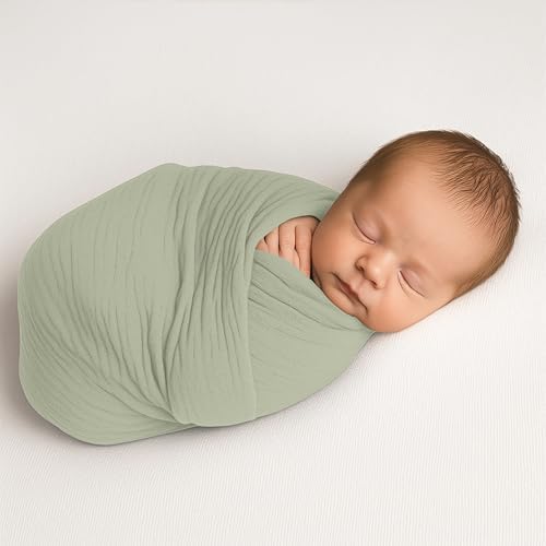 Sweet Jojo Designs 2-Piece Baby Muslin Swaddle Blanket Set (Farm Animals) for Boys & Girls, Infant Nursery, Lightweight Cotton Blanket for Newborns (Solid Sage Green, Watercolor, Farmhouse, Barn, Cow) - Image 3