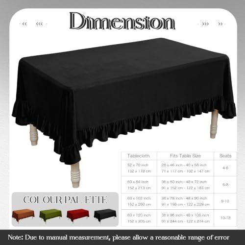 Black Velvet Ruffle Tablecloth, 60 x 120 Inch Rectangular - Image 4