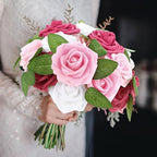 100 Pcs Artificial Rose Flowers, Gradient Pink - Image 3
