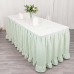 Flutesan 14 ft Sage Green Gingham Table Skirt for Rectangle Tables - Image 4
