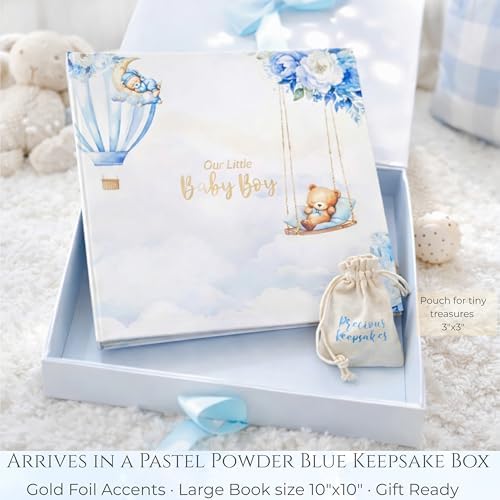 Luxury Baby Boy Memory Book Set – Keepsake Journal & Milestone Album from Pregnancy to Age 5 with Premium Gift Box, Storage Pouch & Keepsake Envelope – Baby Shower & Newborn Gift - Image 3