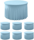HolidayIdeas Fitted Baby Blue Spandex Table Skirts for Wedding Party,60 Inch Round,6 Pack by HolidayIdeas