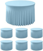 HolidayIdeas Fitted Baby Blue Spandex Table Skirts for Wedding Party,60 Inch Round,6 Pack by HolidayIdeas
