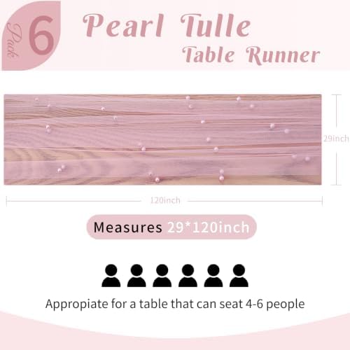 Pearl Table Runner Tulle Gauze Sheer Wedding Party Home Decor - Image 3