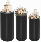 3PCS Black Cylinder Pedestal Stands for Party Round Metal Pedestal Display Stands Dessert Table Decoration Pillars Cake Pedestal Plant Stands for Party Birthday Wedding Props by Unknown