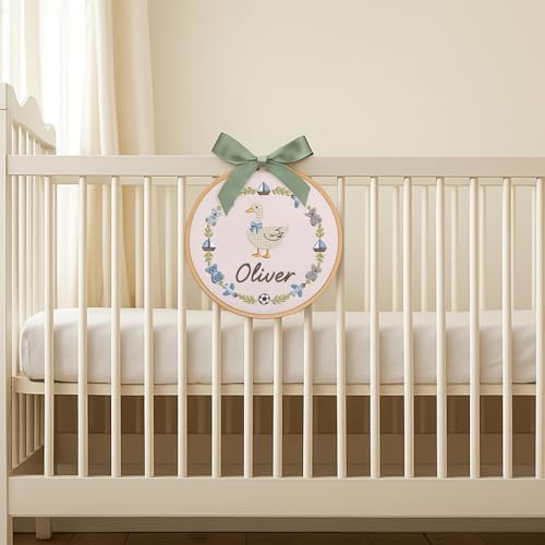 Embroidery Baby Name Sign, Personalized Welcome Baby Hoop Sign with Bow, Custom Baby Name Sign for Hospital, Infant Baby Shower Gifts New Parents (09) - Image 6