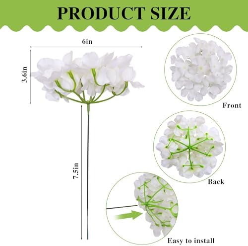 AVIVIHO 105 Pcs White Hydrangeas Artificial Flowers Bulk White Silk Flowers with Stems Realistic Fake Hydrangeas Heads DIY Floral Arrangements for Wedding Centerpieces Arch Party Home Decoration - Image 3