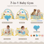 7-in-1 XL Large Baby Play Gym Mat, Tummy Time Mat, Baby Gym & Ball Pit, Baby Activity Mat with Milestone Cards & 6 Detachable Toys for Sensory Motor Skill, Whale - Image 2