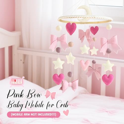 Baby Mobile for Crib Pink Bow Baby Crib Mobile for Girls - Image 6