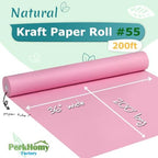 PerkHomy 36" x 2,400" (200') Light Pink Kraft Paper Roll for Craft Bulletin Board Paper Art Table Covering Crafting Gift Wrapping Bouquet Packing Parcel 80GSM 55LB (Light Pink, 36" x 200') - Image 2