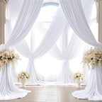 40x10FT White Backdrop Curtains for Wedding Parties, Wrinkle Free Polyester Photography Backdrop Drapes for Wedding Baby Shower Birthday Parties Stage Background Stand Decorations 4x10ft,10 Panels - Image 7