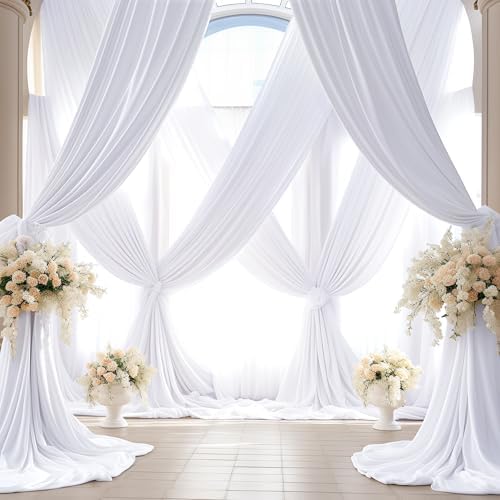 40x10FT White Backdrop Curtains for Wedding Parties, Wrinkle Free Polyester Photography Backdrop Drapes for Wedding Baby Shower Birthday Parties Stage Background Stand Decorations 4x10ft,10 Panels - Image 7