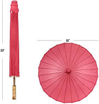 Koyal Wholesale 32" Red Paper Parasol Umbrella 4 Pack, Large Paper Umbrella Bulk, Paper Parasol Wedding Umbrellas, Red Parasol Umbrella Bridal Party Decor Photo Props, Sun Parasols for Shade - Image 3