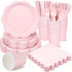 400 Pcs Pink Paper Plates and Napkins Party Supplies Serve for 50 Guests by Unknown