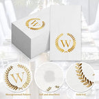 200 Pack Monogrammed Disposable Napkins Gold Foil Letter W Guest Napkins Initial Disposable Hand Paper Towels for Wedding Engagement Baby Shower Party Home Kitchen Bathroom Dinner Decorative Towels - Image 4