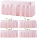4 Pack Pink Table Cloth for 8 Foot Rectangle Tables Spandex Fitted Tablecloth 8ft Stretch Table Covers Skirt Pink Banquet Tablecloths Wrinkle Free Tablecloth for Party Wedding Birthday Event by Tao-GePartyDecorations