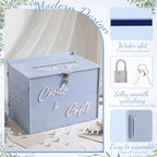 BreezeHug 14" Baby Blue Acrylic Wedding Card Box with Lock & 3D Letters - Image 4