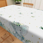 Elephant Baby Shower Tablecloth 70x160 Inch Gold Polka Dots Green Eucalyptus Leaves Fabric Table Cloth Polyester Oilproof Washable Rectangle Table Cover for Boy Baby Shower Gender Reveal Decor - Image 3