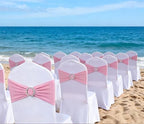 50 Pack Pink Chair Sashes, Light Pink Spandex Chair Bands for Wedding Gender Reveal Party Decor, Baby Pink Bows for Folding Chairs - Image 2