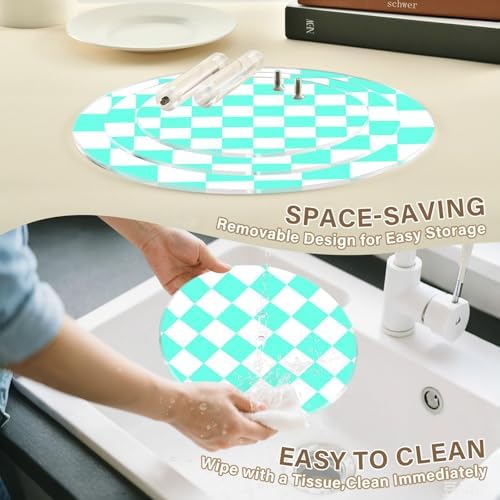 J JOYSAY Chess Checkerboard Neon Light Blue White Print Acrylic Cupcake Stand 3 Tier Dessert Table Display Set Clear Cake Stands for Party Wedding Baby Shower Decorations Easy Assembly Macaron Tower - Image 4