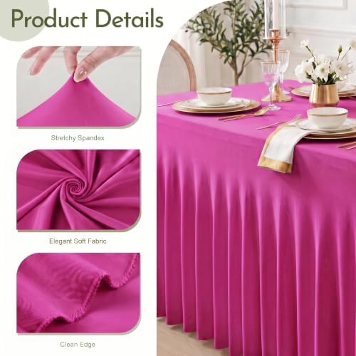 Fuchsia Spandex Tablecloth for 8FT Rectangle Tables, Table Skirt - Image 4