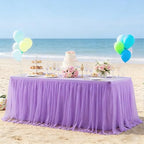 1-Pack Light Purple 2-in-1 Tulle Tablecloth for 8-Foot Rectangular Table - Image 5