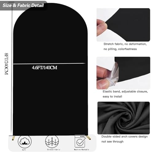 8 FT Arch Backdrop Cover, Wedding Black Arch Covers Stretchy Backdrop Spandex Fitted for Chiara Stand Birthday Baby Shower Party Ceremony Decoration Black 8FT - Image 6