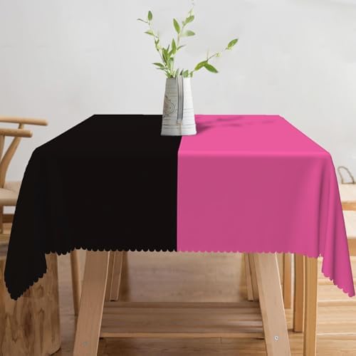 70x70inches Hot Pink and Black Tablecloth Patchwork Square Table Cloth Waterproof and Stain Resistant Fabric Table Cover for Dinner Graduation Wedding Birthday Party Decorations - Image 5