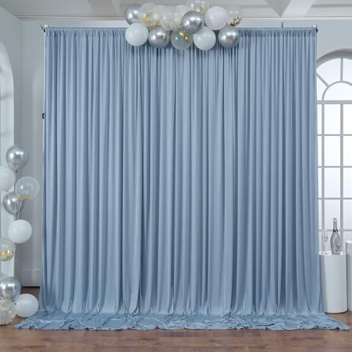 30ft x 10ft Wrinkle Free Dusty Blue Backdrop Curtain for Parties, 6 Panels 5x10ft Silky Polyester Backdrop Drapes Photo Back Drop Cloth for Wedding Birthday Baby Shower Photography Background - Image 5