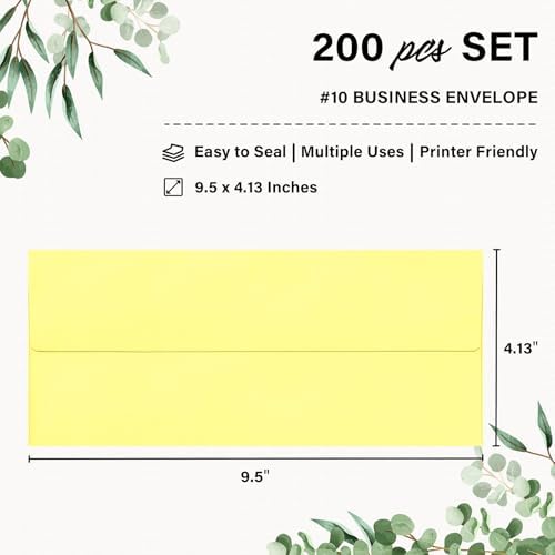 200 Pack #10 Yellow Envelopes Letter Size Self Seal Business Envelopes - Image 2