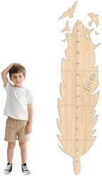 Personalized Growth Chart for Wall, Feathers Height Growth for Kids, Wooden Name Ruler for Nursery and Playroom, Baby Shower Gift 63" x 15.7" by Chgcuofce