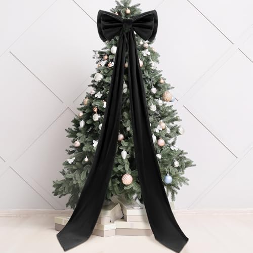 Wavwavw Christmas Giant Velvet Bow Decor Black Big Bow, 75 x 18 Inches by Wavwavw