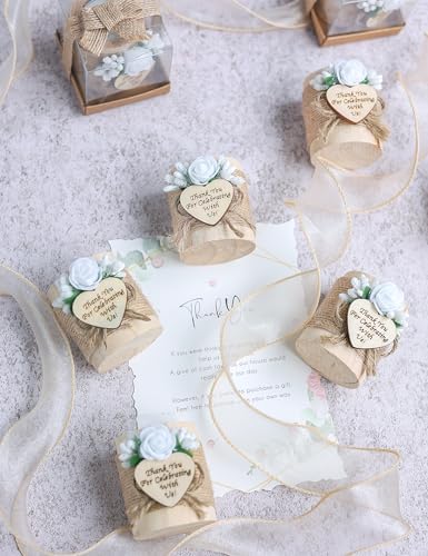 50 Piece Wooden Tealight Candle Holder Set, Wedding Party Favors for Guests, Thank You Favors, Guest Return Favors, Bridal Shower Favors for Guests, Baby Shower Favor for Guests.(Light brown 50 pcs) - Image 3