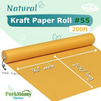 PerkHomy 36" x 2,400" (200') Orange Kraft Paper Roll for Craft Bulletin Board Paper Art Table Covering Crafting Gift Wrapping Bouquet Packing Parcel 80GSM 55LB (Orange, 36" x 200') - Image 2