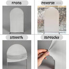 Double-Sided Arch Frame Fabric Cover Beige White Ripples Arched Panel Stand Cover for Wedding Birthday Baby Shower Parties Decoration (White-HP461,4X7ft) - Image 5