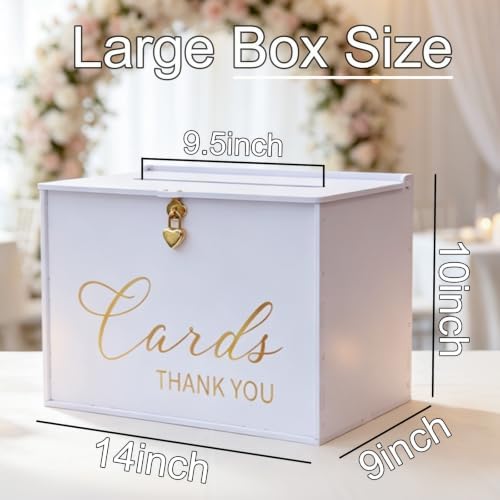 Extra Large Card Box with Lock & Slot, Big Wedding Card Holder - Image 6