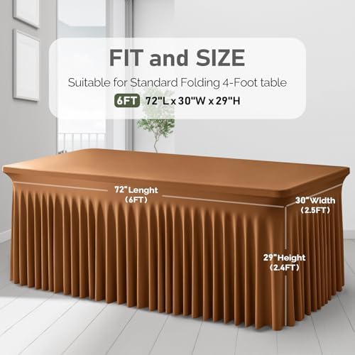 6 Packs White Spandex Tableclothes for 6 Foot Rectangle Tables, Wrinkle Free 6ft Fitted Table Cover Stretch Table Cloth Desk Skirt for Weddings Baby Shower Birthday Party Banquet Decorations - Image 7