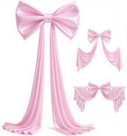Big Pink Bow Backdrop Large Pink Bow Decor Gift Bows Birthday Decorations 48x24x120 Inches Giant Bow Birthday Party Backdrop for Wedding Baby Shower Photography Coquette Room Decor - Image 2