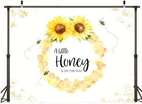 10X5ft Fabric Sunflower Honey Bee Baby Shower Backdrop, Watercolor Honeycomb Photography Background, Party Decorations Tapestry, Wedding Baby Shower Wall Decor, Photo Studio Props - Image 3